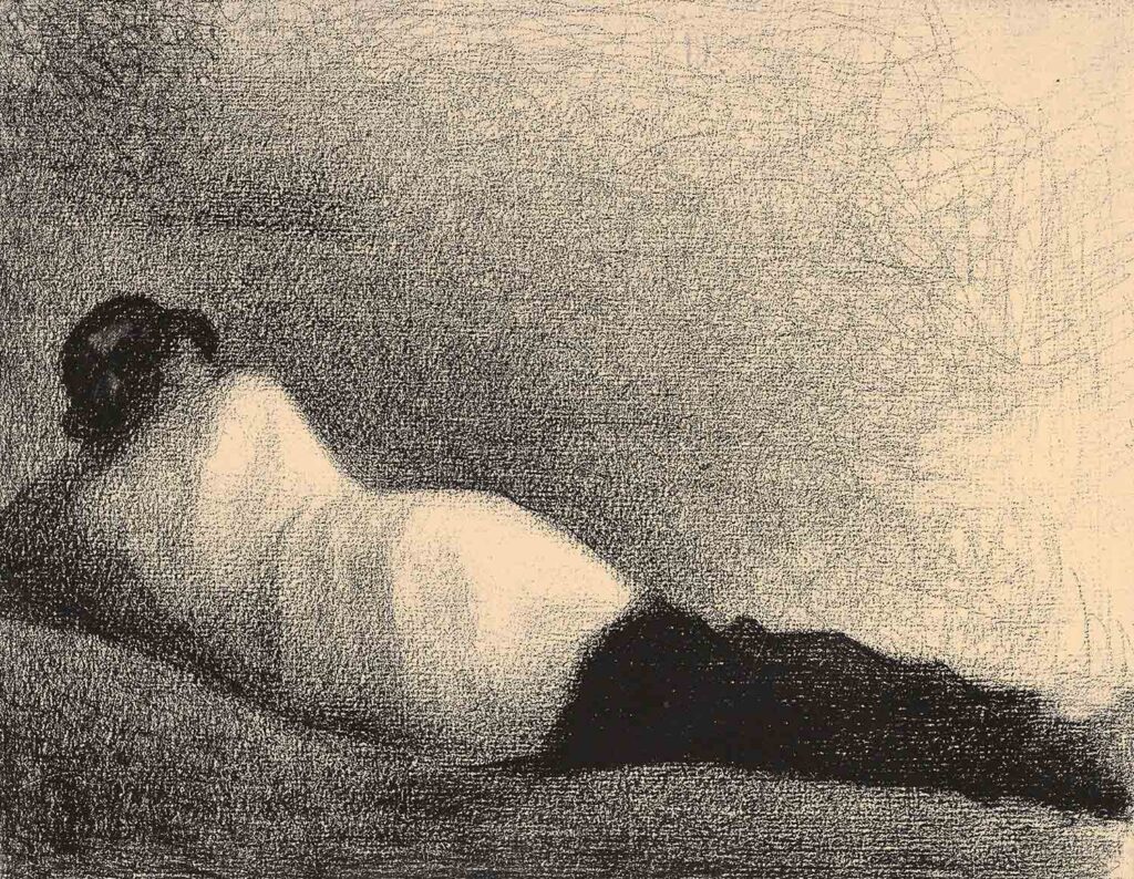 Georges Seurat. Hombre recostado (studio para “Baño en Asnières”) , 1883-1884. Fondation Beyeler, Riehen/Basel, Sammlung Beyeler