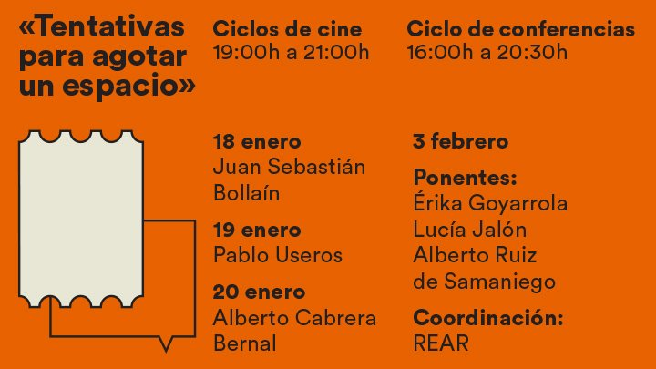 Ciclos de cine y conferencias en torno a Tentativas para agotar un espacio. En Tabacalera, desde el 18 de enero de 2018