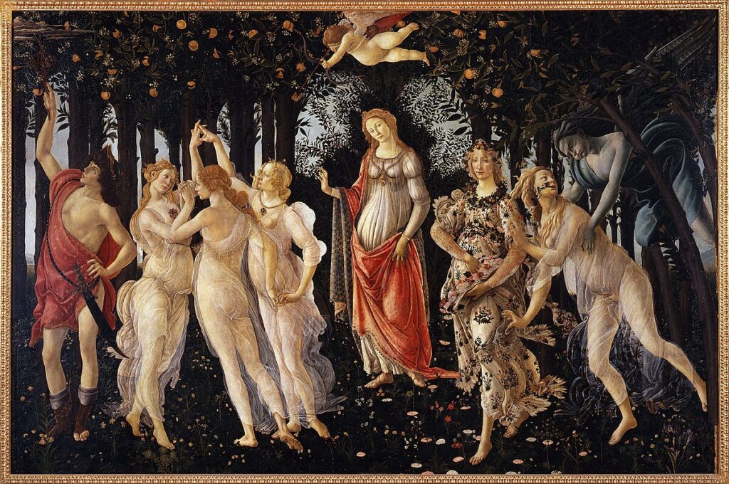 Sandro Botticelli. La primavera, hacia 1477-1478. Galería Uffizi