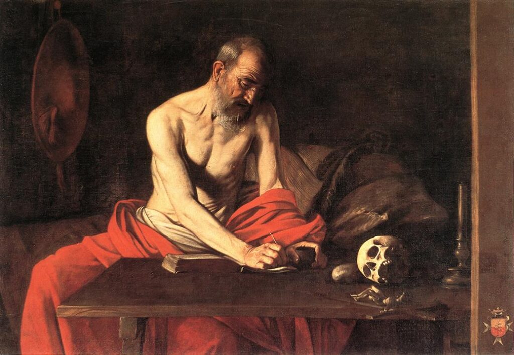 Caravaggio. San Jerónimo escribiendo, 1608. Concatedral de San Juan, La Valeta 