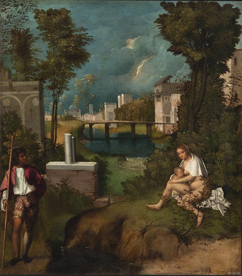 Giorgione. La tempestad, hacia 1508. Galería de la Academia, Venecia