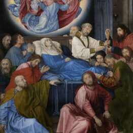 Hugo van der Goes. La muerte de la Virgen, hacia 1477-1482. Groeningemuseum, Brujas