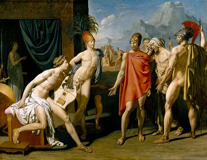 Pintores del Romanticismo. Ingres. Aquiles recibiendo los embajadores de Agamenon, 1801