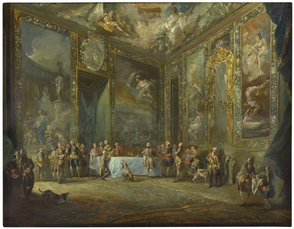 Luis Paret y Alcázar. Carlos III comiendo ante su corte, hacia 1775. Museo Nacional del Prado
