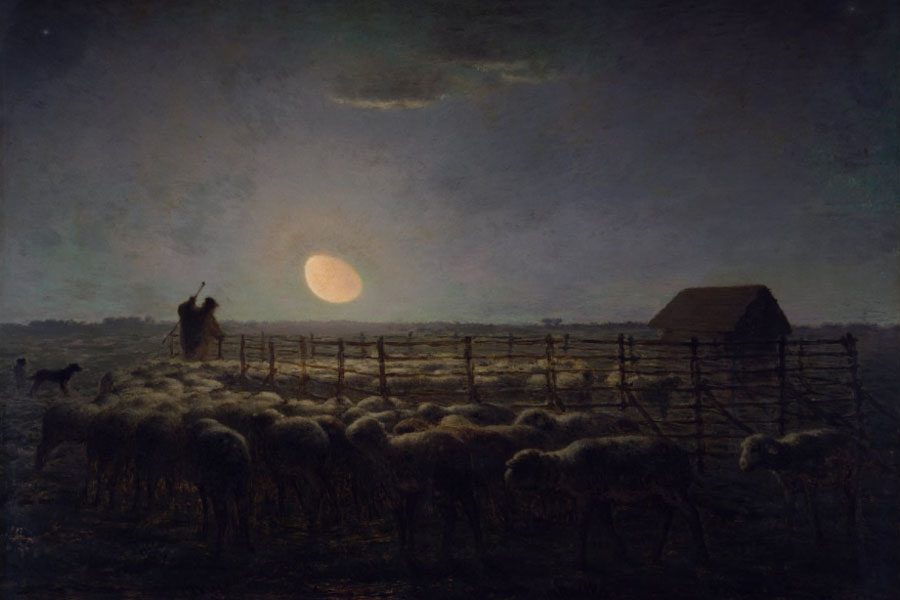 Millet. Rebaño, claro de luna, 1856