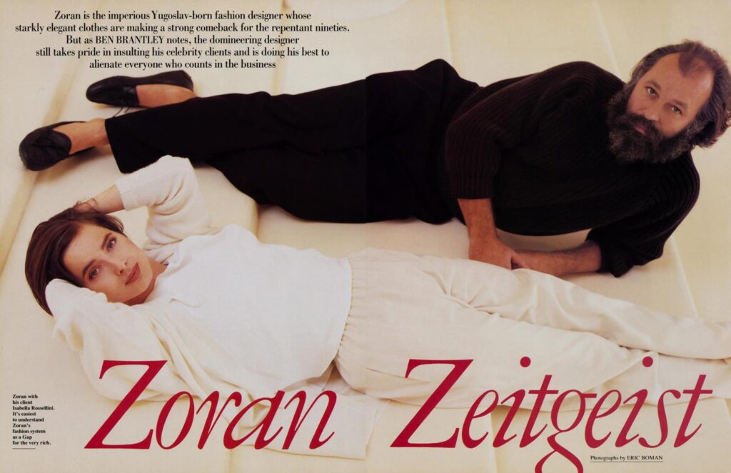 Zoran e Isabella Rosellini en el archivo Vanity Fair, 1992