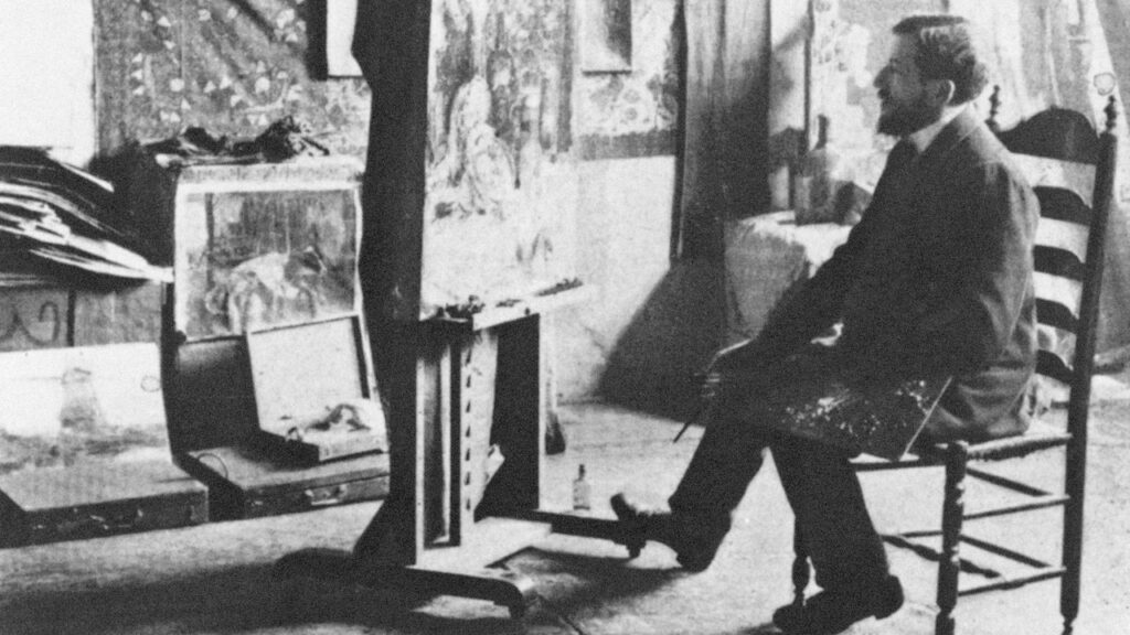 Piet Mondrian en su estudio en Ámsterdam (fragmento), 1905. Haags Gemeentemuseum