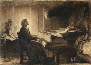 Hubert von Herkomer. Liszt al piano