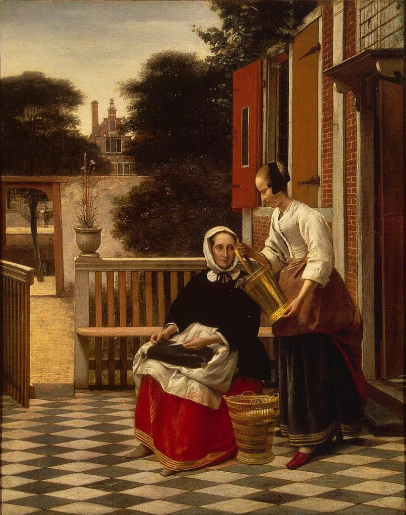 Pieter de Hooch. Señora y sirvienta con un cubo, 1660. Museo del Hermitage, San Petersburgo
