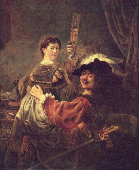 Rembrandt. Retrato con Saskia en las rodillas o Parábola del hijo pródigo, hacia 1635