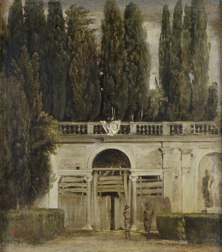 Velázquez. Vista del jardín de la Villa Medici en Roma, 1630. Museo Nacional del Prado