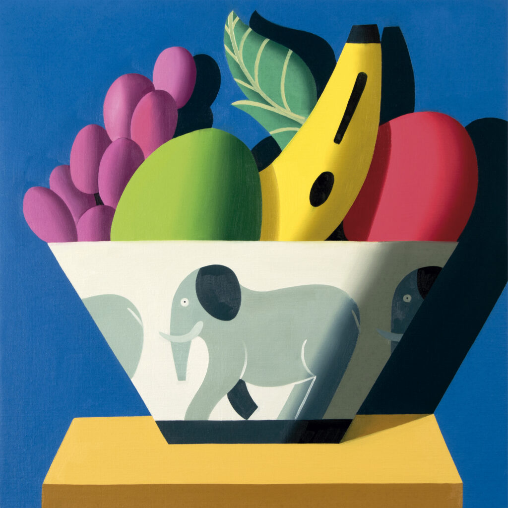 Juan de la Rica. Fruit bowl with elephants, 2021