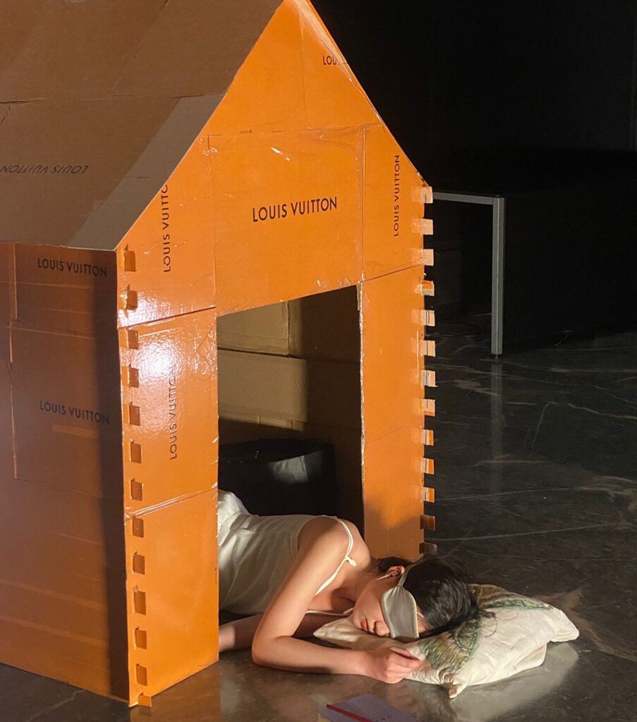 Julieta Hsiung. Cardboard house