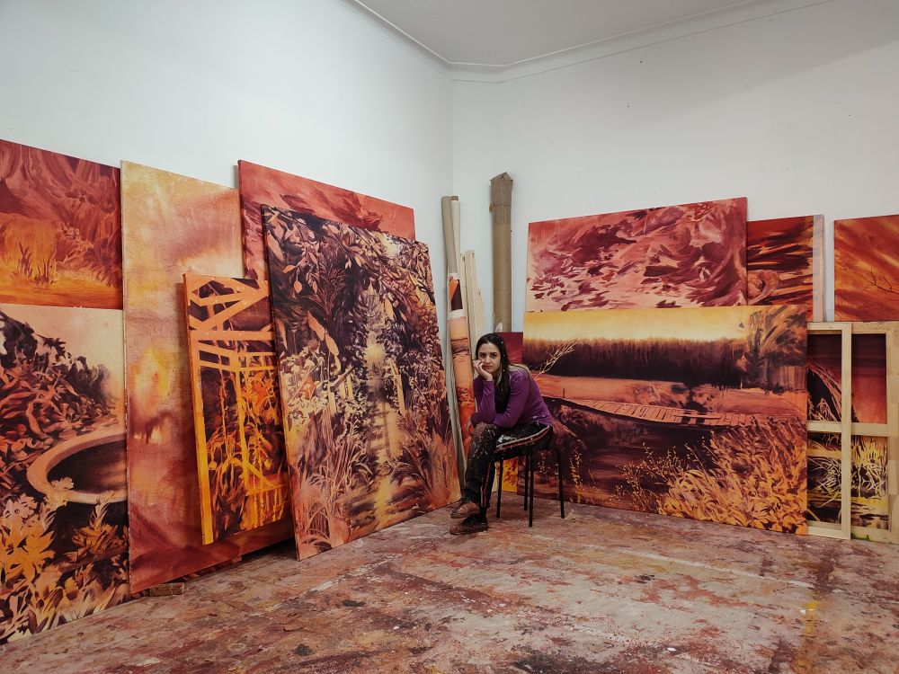 Sheila Cañestro en su estudio de Lisboa, 2026