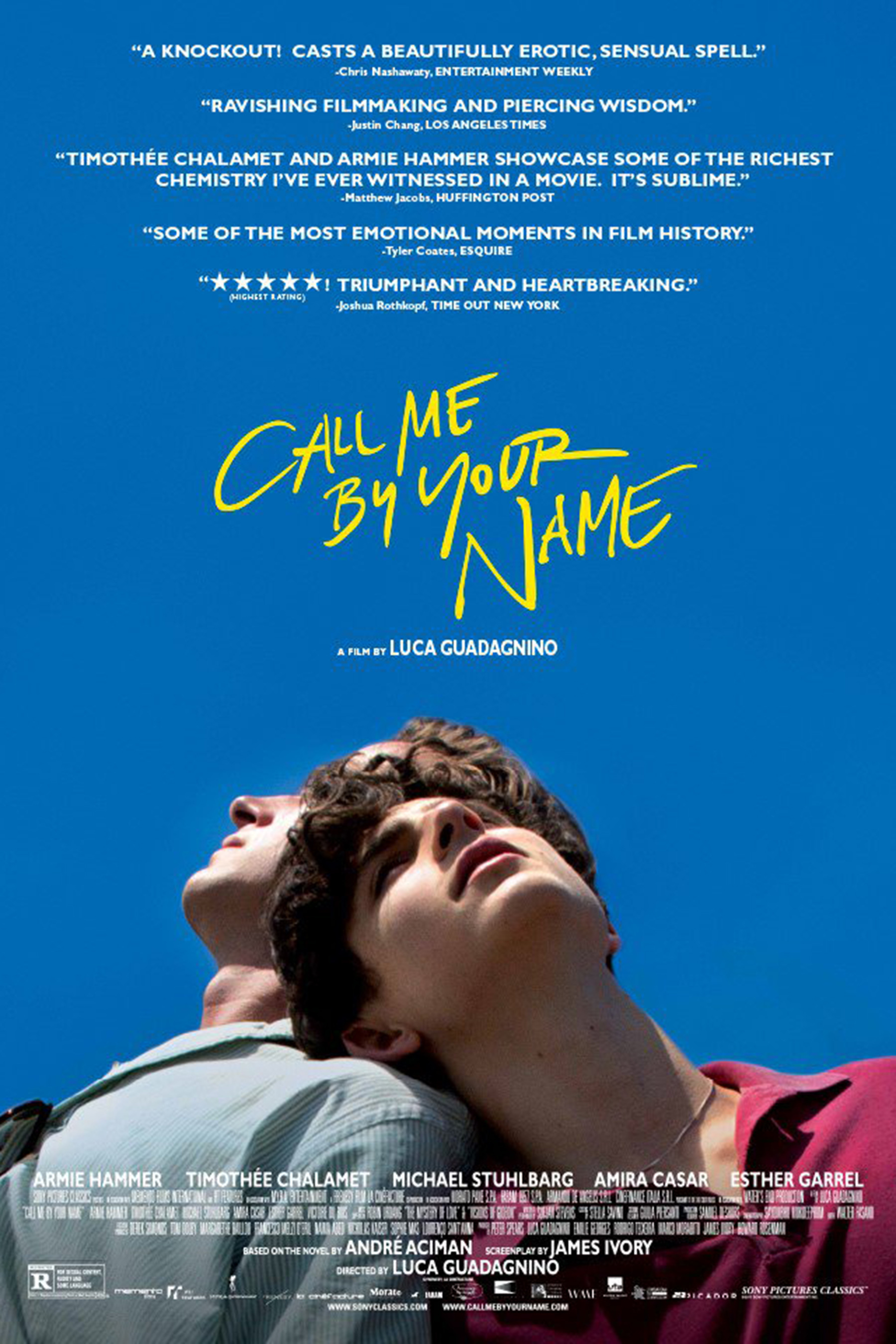 Póster oficial Call me By Your Name, mejores películas protagonizadas por Timothée Chalamet.