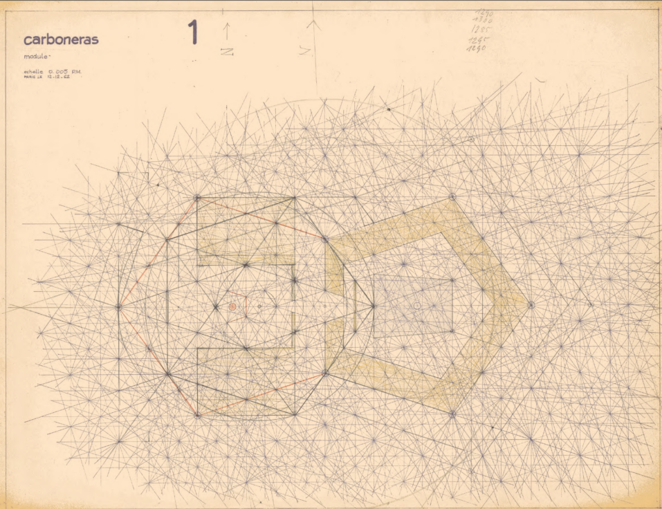 Anna-Eva Bergman. Planta de la casa de Carboneras. Dibujo arquitectónico, 1962. Colección Fundación Hartung-Bergman, Antibes.