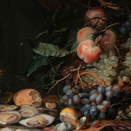 Jacob van Walscapelle. Bodegón con frutas y ostras. Museo Lázaro Galdiano