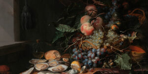 Jacob van Walscapelle. Bodegón con frutas y ostras. Museo Lázaro Galdiano
