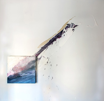 Alberto Reguera. Ascending pigments. Pintura Expansiva. Óleo sobre lienzo. 200 x 200 x 20 cm. 2010. Vista frontal.