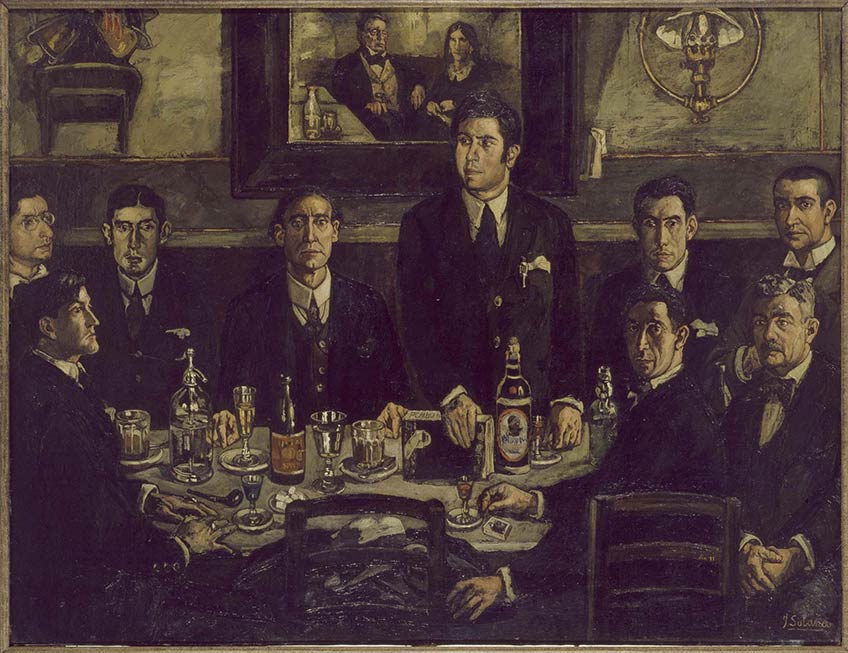 La tertulia del Café de Pombo, de José Gutiérrez Solana. (Madrid, 1886 – 1945). 1920, Óleo sobre lienzo, 161,5 x 211,5 cm