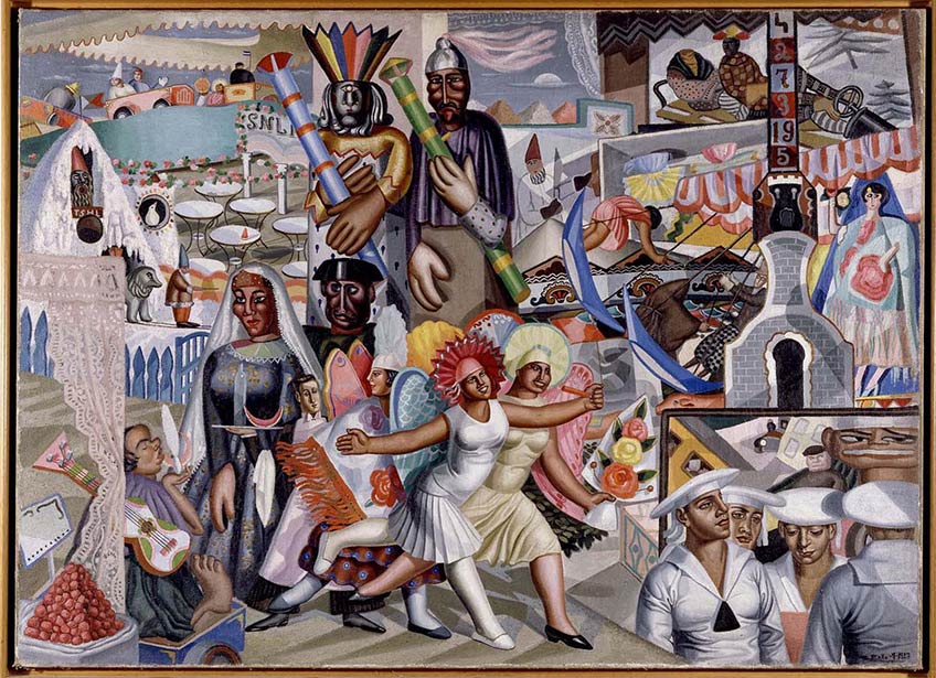 La verbena, de Maruja Mallo. (Viveiro, Lugo, 1902 - Madrid, 1995). 1927, óleo sobre lienzo, 119 x 165 cm.