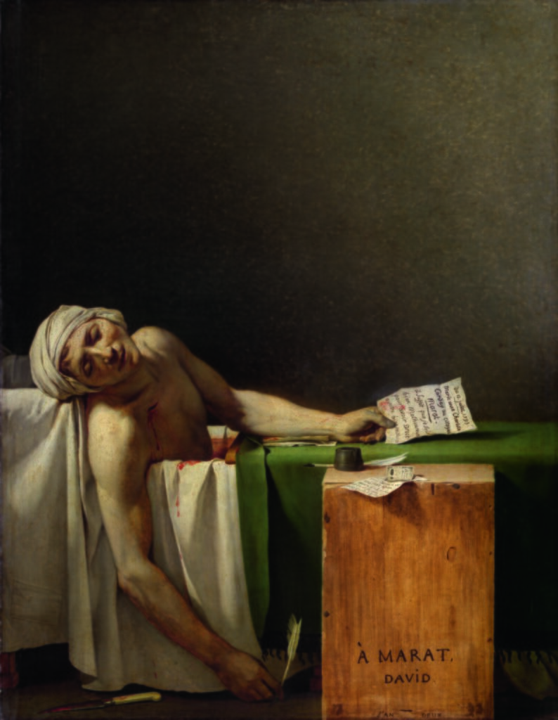 Jacques-Louis David. La muerte de Marat (fragmento), 1793. Museos Reales de Bellas Artes de Bélgica