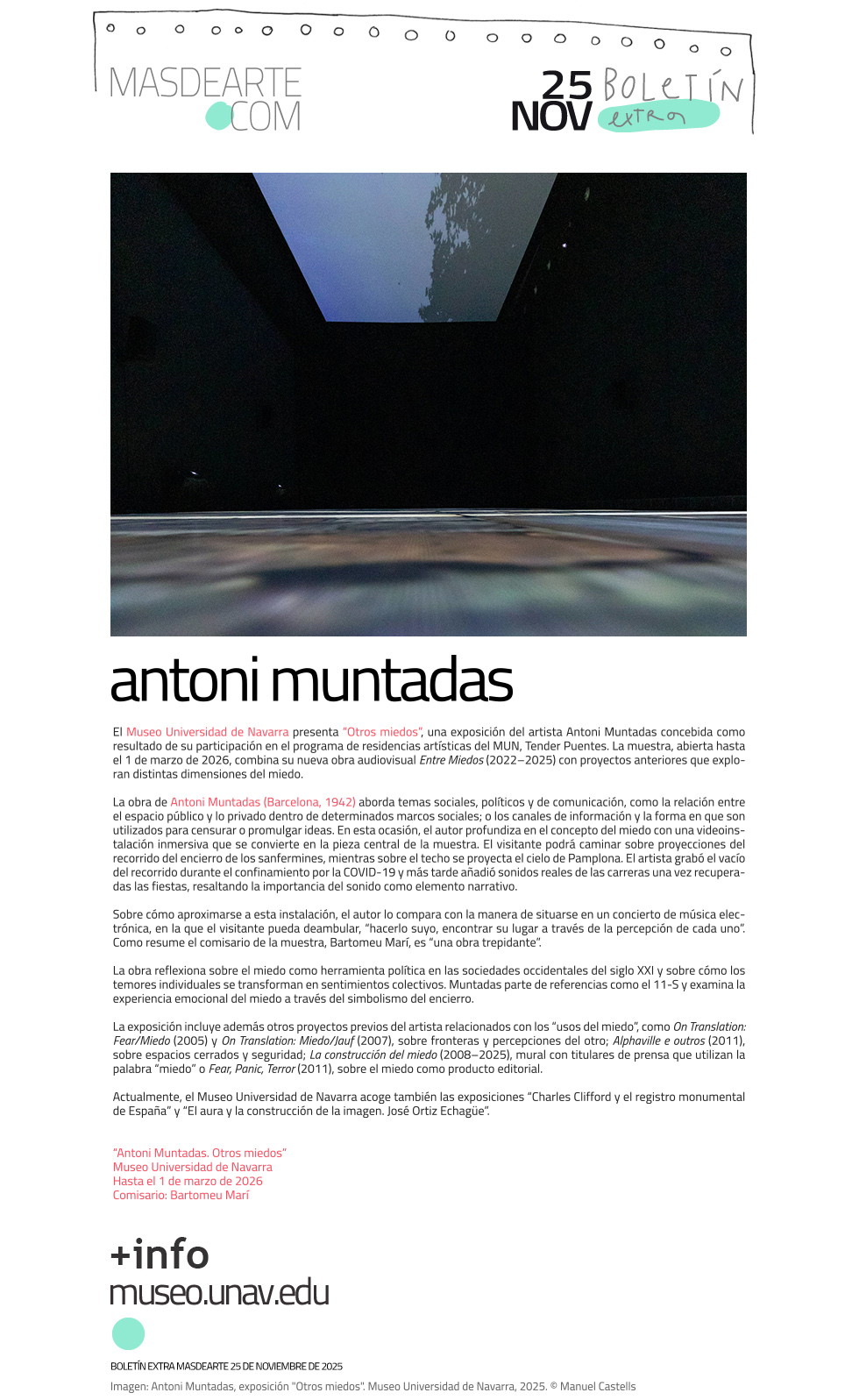 Extra masdearte: Antoni Muntadas, 'Otros miedos', en el MUN