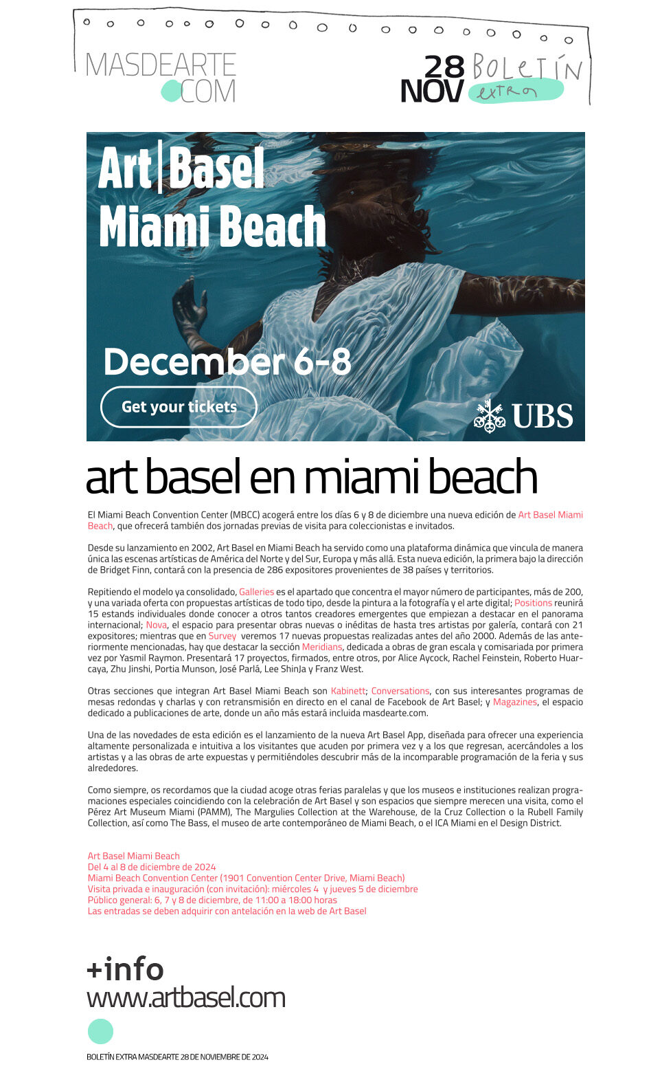 Extra masdearte: nueva cita con el coleccionismo en Art Basel Miami Beach. Del 4 al 8 de diciembre de 2024