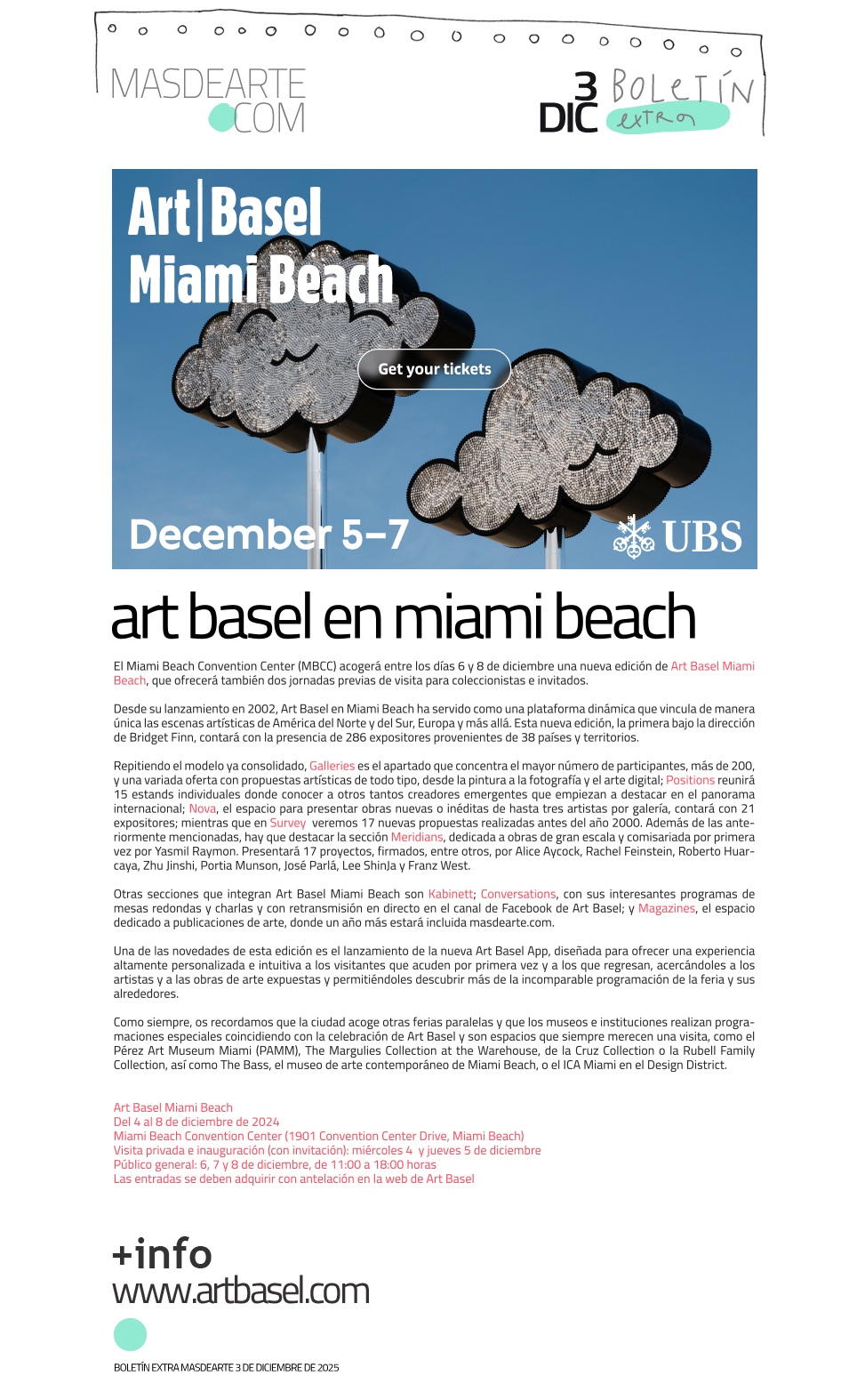 Extra masdearte: nueva edición de Art Basel Miami Beach