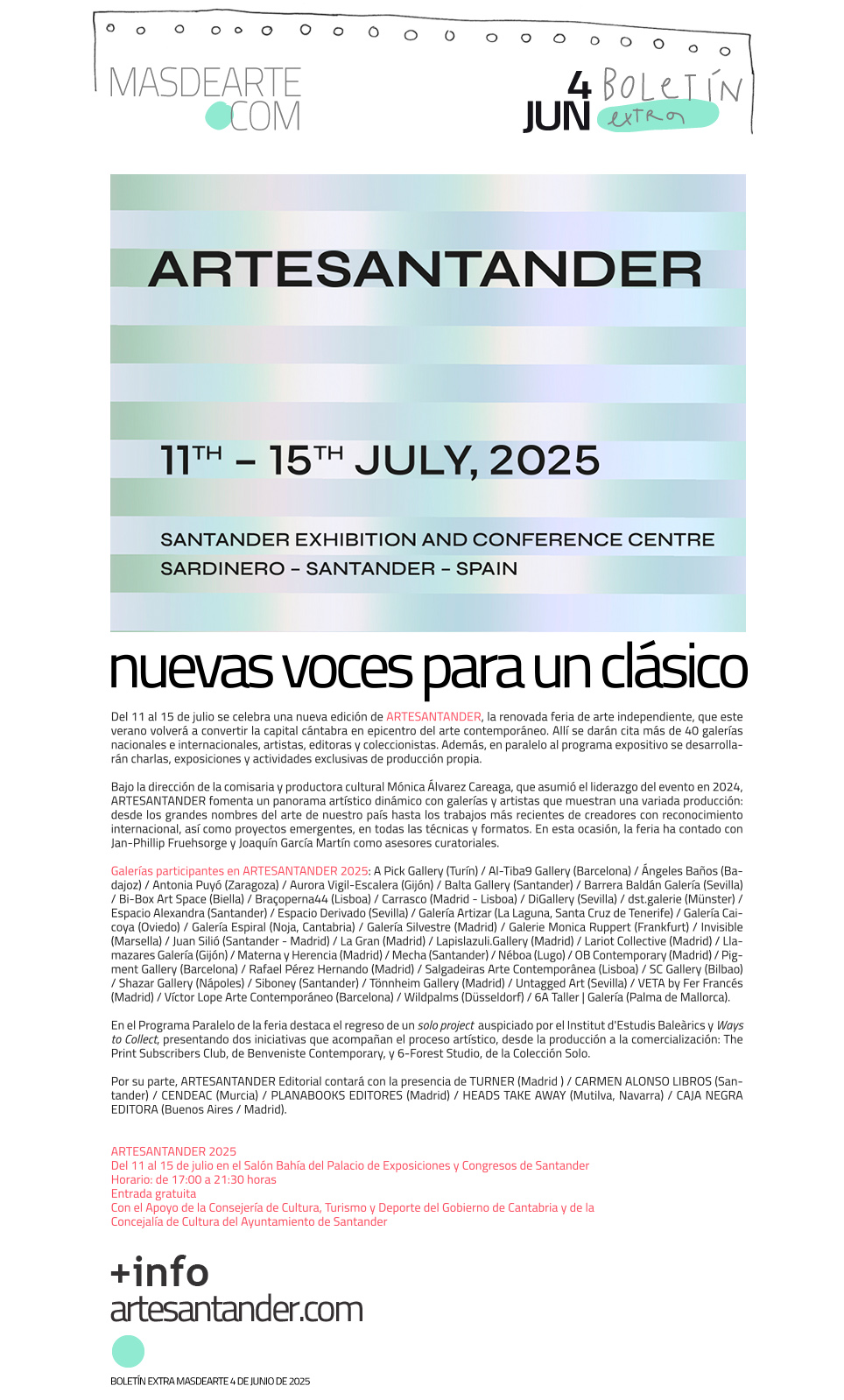 Extra masdearte: ARTESANTANDER celebrará su próxima edición entre el 11 y el 15 de julio