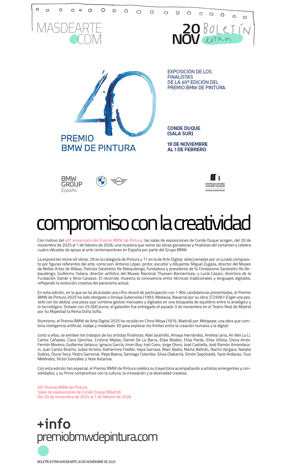 Extra masdearte: exposición ganadores y finalistas 40º Premio BMW de Pintura