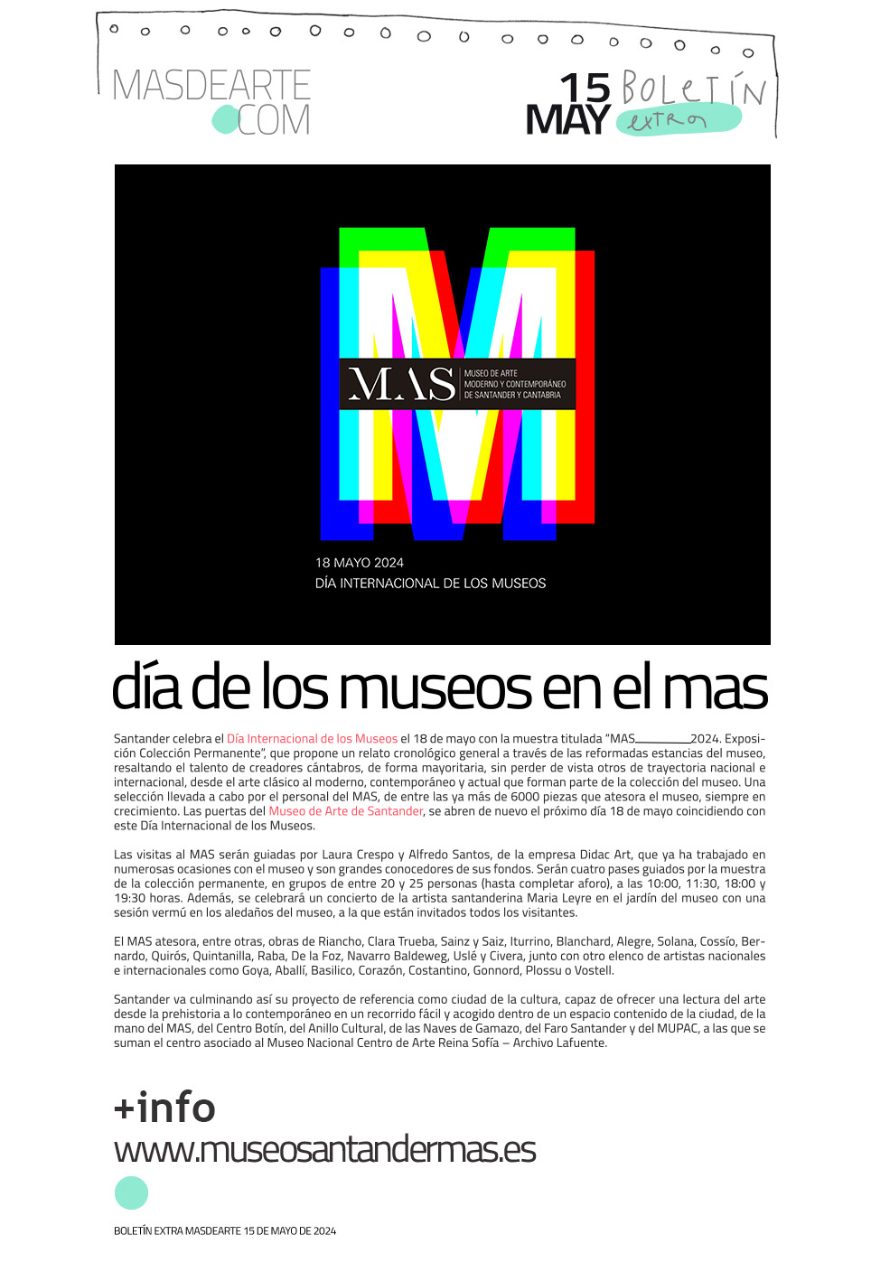 Extra masdearte: Día Internacional de
 los Museos en el MAS de Santander. 18 de mayo 2024