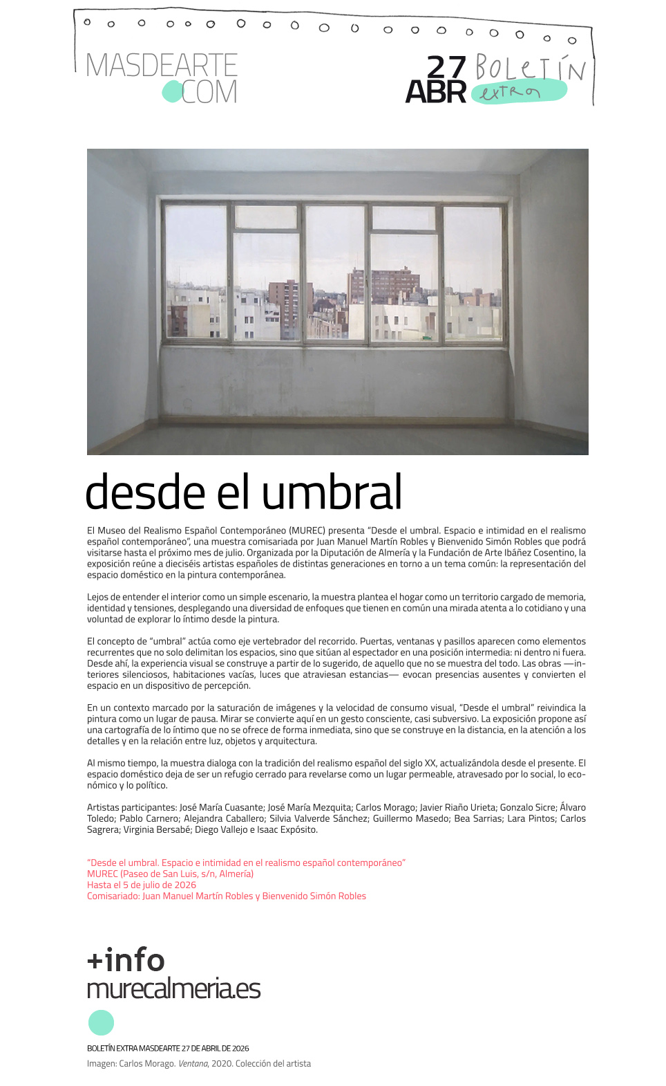 Extra masdearte: El MUREC presenta 'Desde el umbral. Espacio e intimidad en el realismo español contemporáneo'