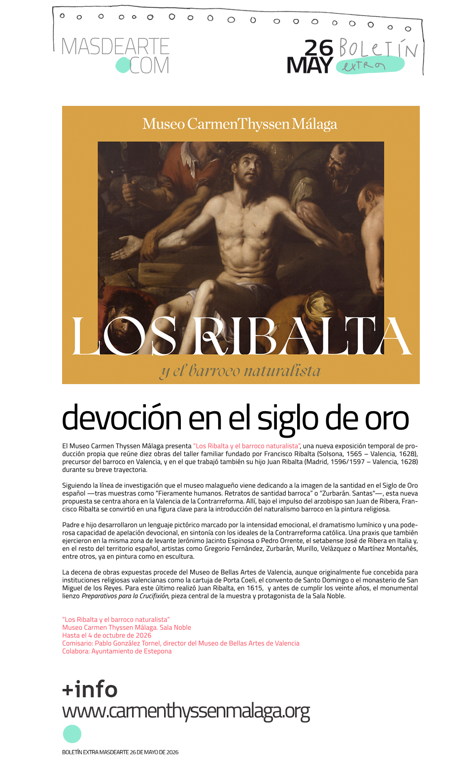 Extra masdearte: barroco en el Museo Carmen Thyssen Málaga de mano de Los Ribalta