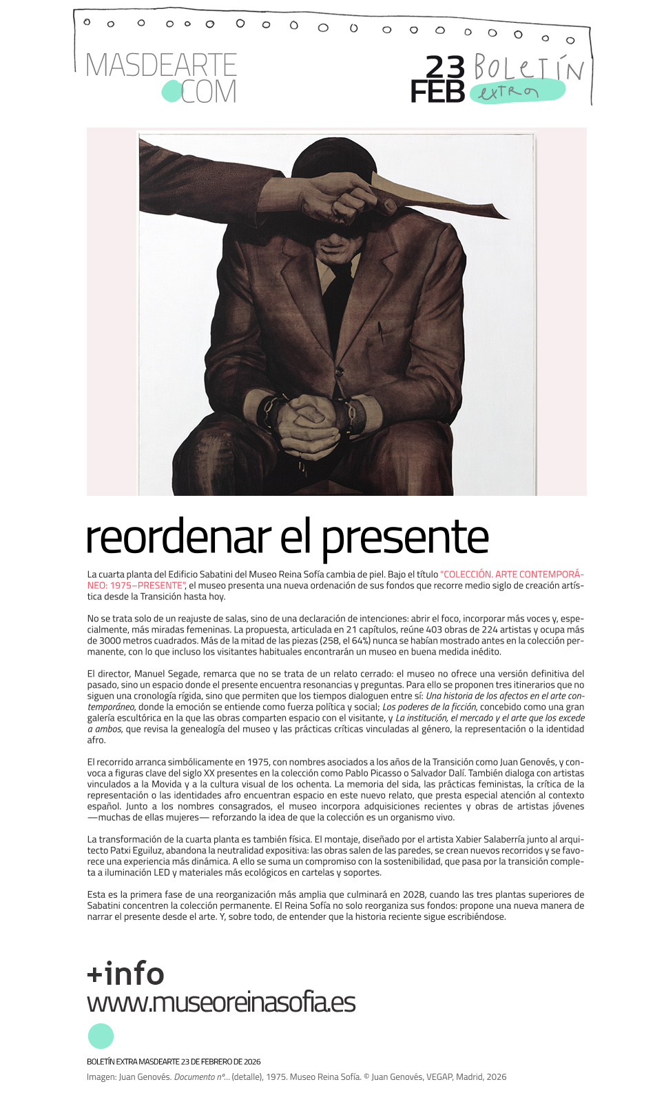 Extra masdearte: Nueva presentación de
 las Colecciones del Museo Reina Sofía. COLECCIÓN. ARTE CONTEMPORÁNEO: 1975-PRESENTE