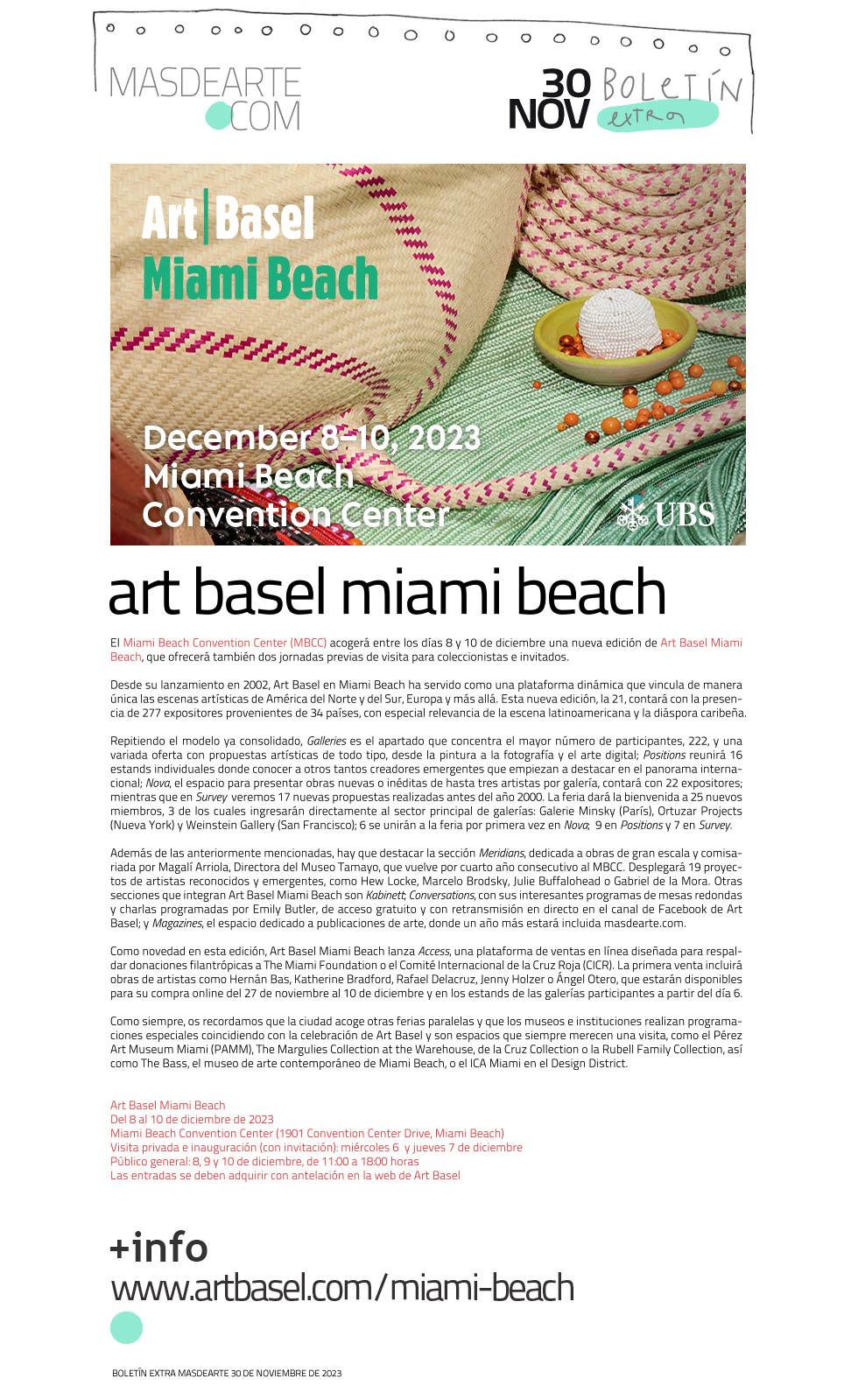 Extra masdearte: Miami se prepara para su gran semana, al calor de Art Basel Miami Beach