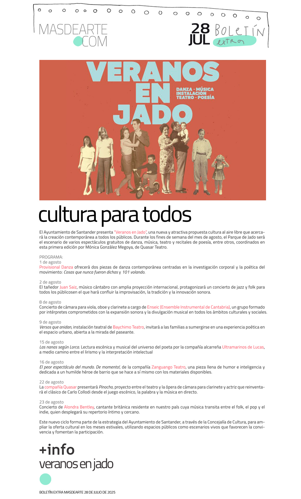 Extra masdearte: Veranos en Jado. Actividades al aire libre. 