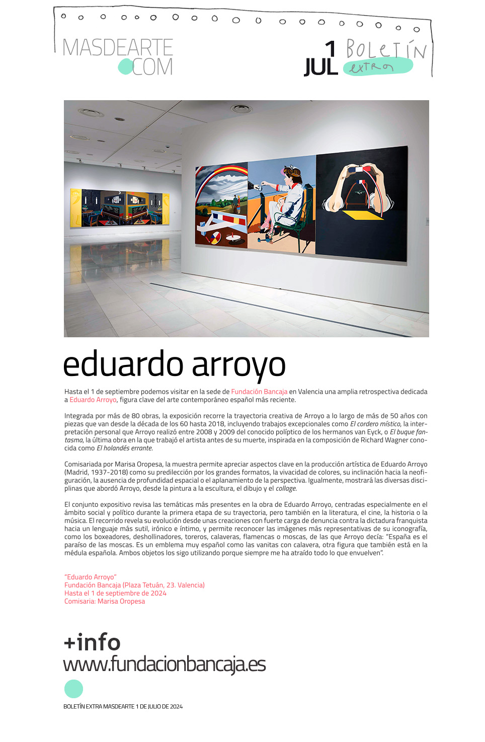 Extra masdearte: Eduardo Arroyo. Gran exposición en Fundación Bancaja