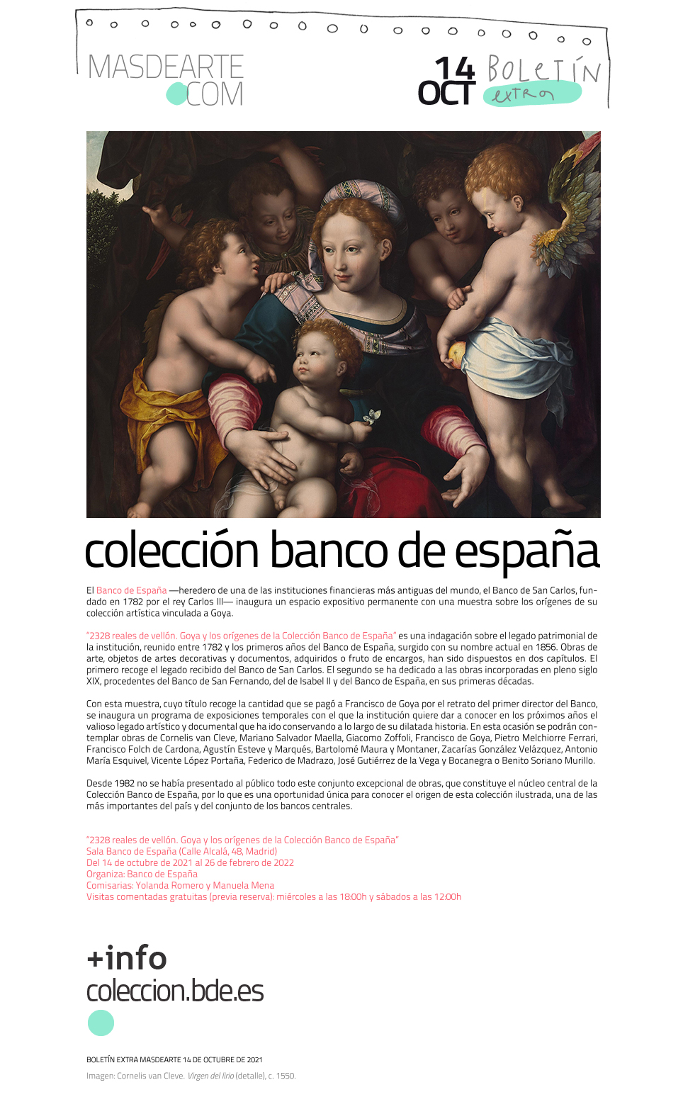 Extra masdearte: 2328 reales de vellón. Exposición e inauguración
 de la nueva sala permanente del Banco de España