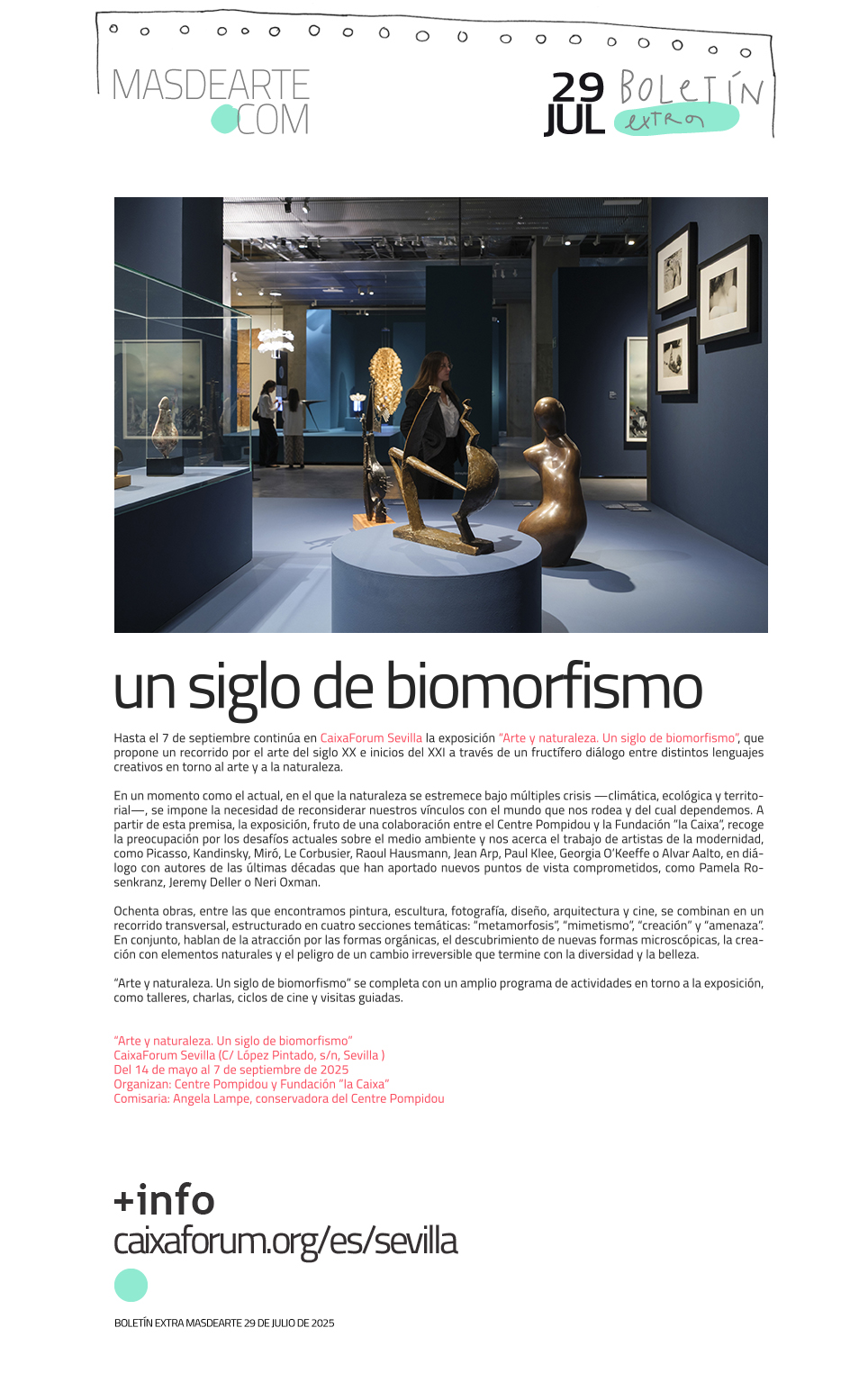 CaixaForum Sevilla acoge ''Arte y Naturaleza.
 Un siglo de biomorfismo''. Hasta el 7 de septiembre de 2025