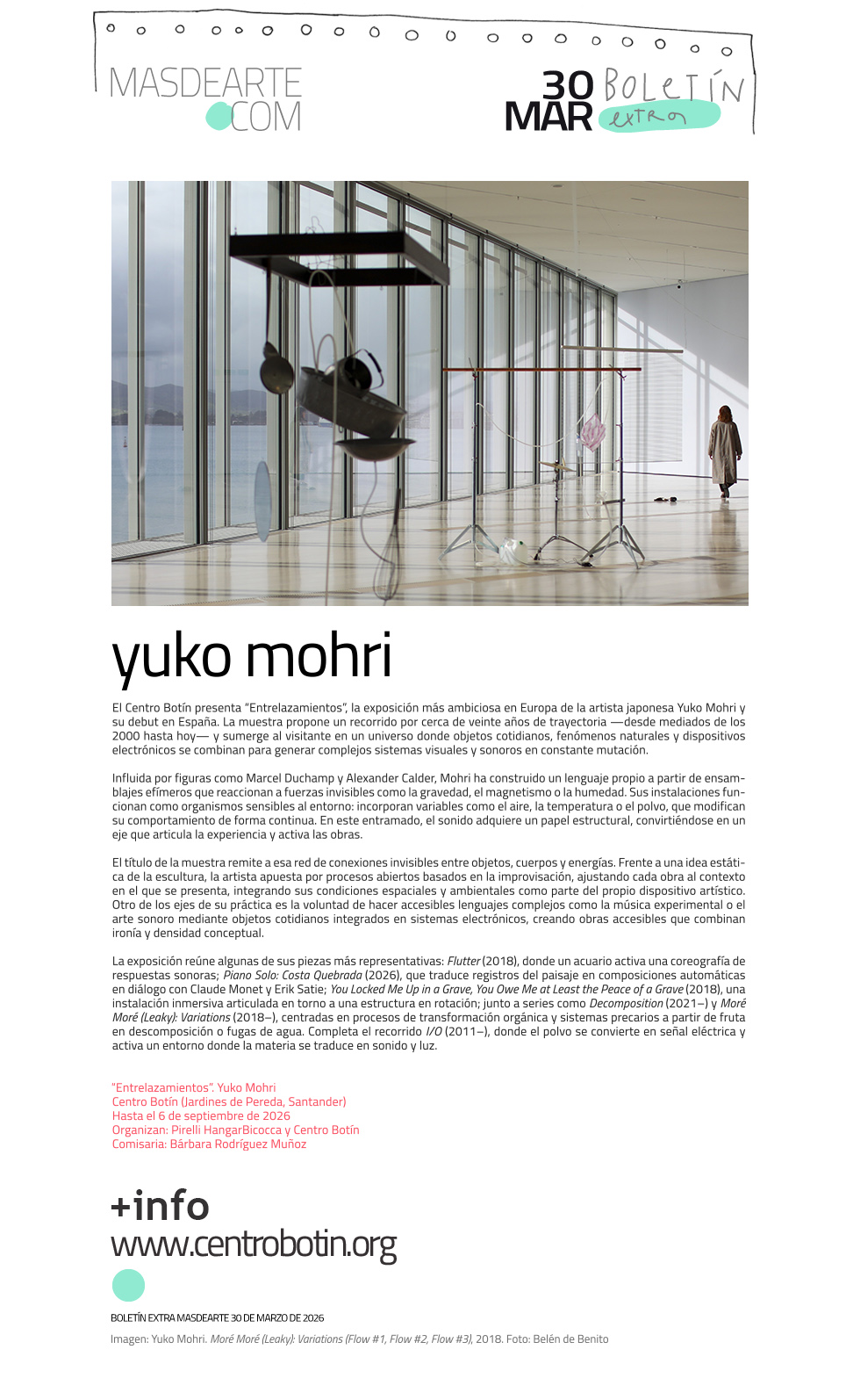 El Centro Botín presenta en España el trabajo de la artista japonesa Yuko Mohri