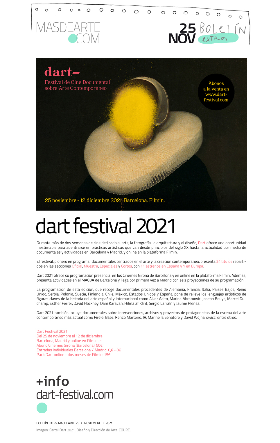 Extra masdearte: Empieza Dart Festival 2021 - Documentales sobre Arte Contemporáneo en cines y online