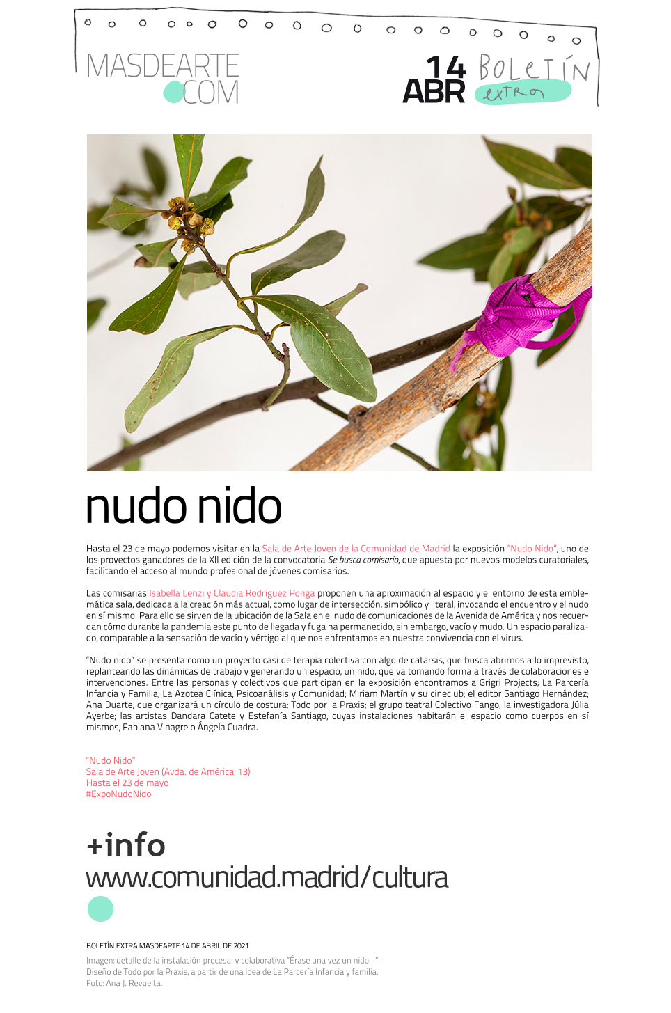 Exposición "Nudo Nido" en la Sala de Arte Joven de la
 Comunidad de Madrid