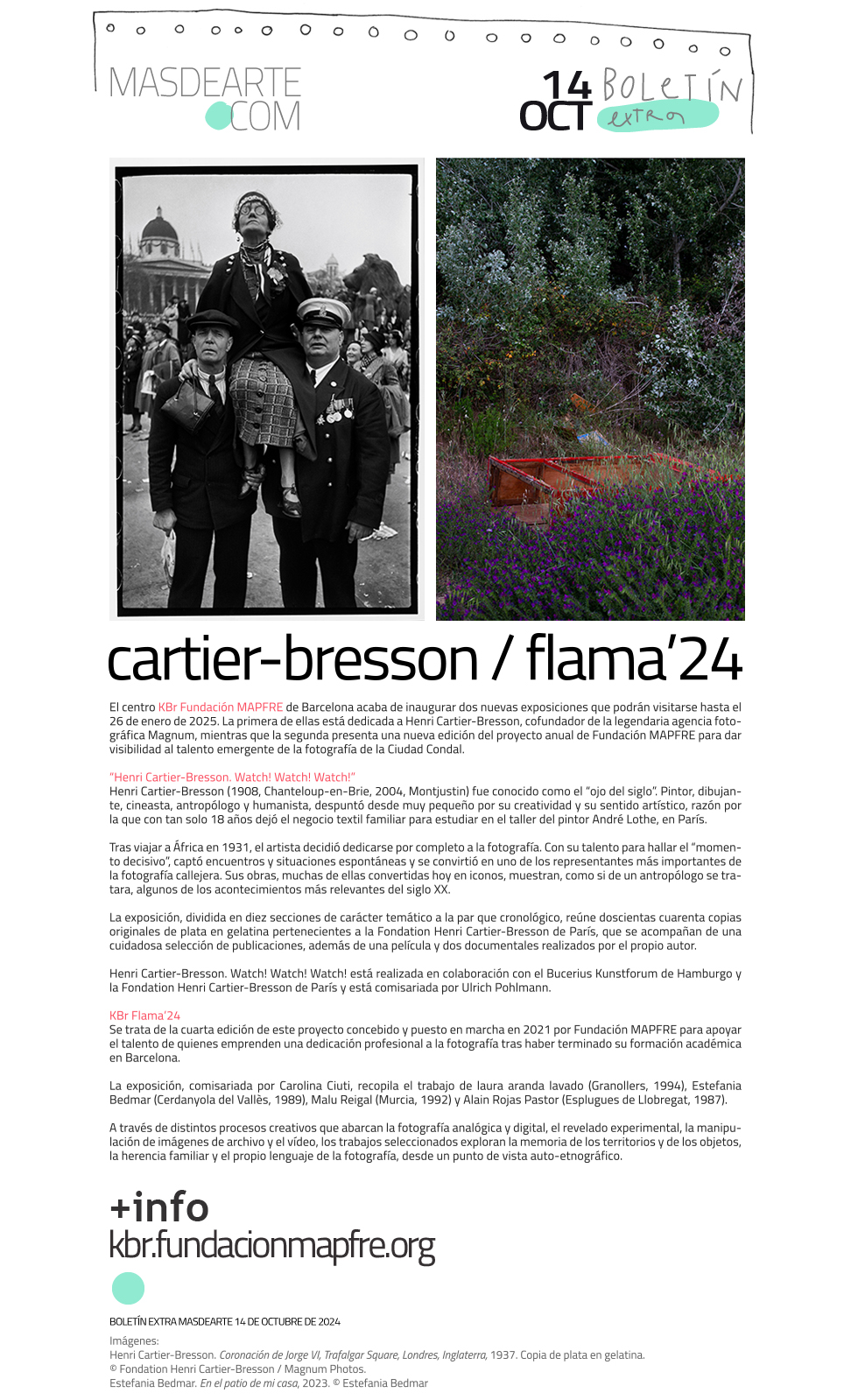 Extra masdearte: Cartier-Bresson y Flama'24,
 las nuevas exposiciones en el KBr de Fundación MAPFRE