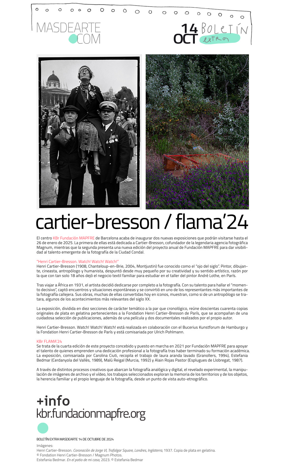 Extra masdearte: Cartier-Bresson y Flama'24,
 las nuevas exposiciones en el KBr de Fundación MAPFRE