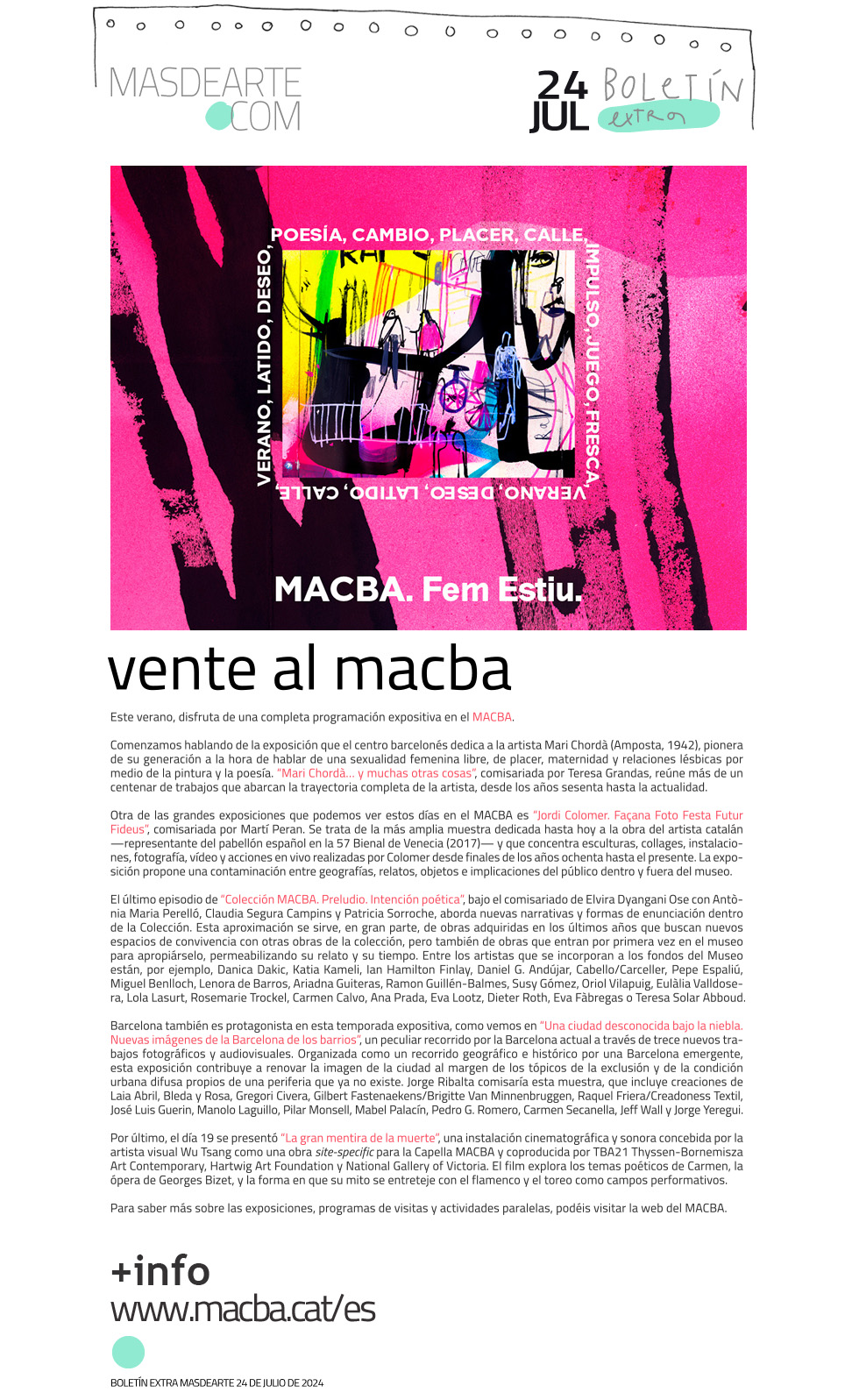 Extra masdearte: este verano visita el MACBA y descubre su programación, las visitas comentadas a las exposiciones y otras actividades