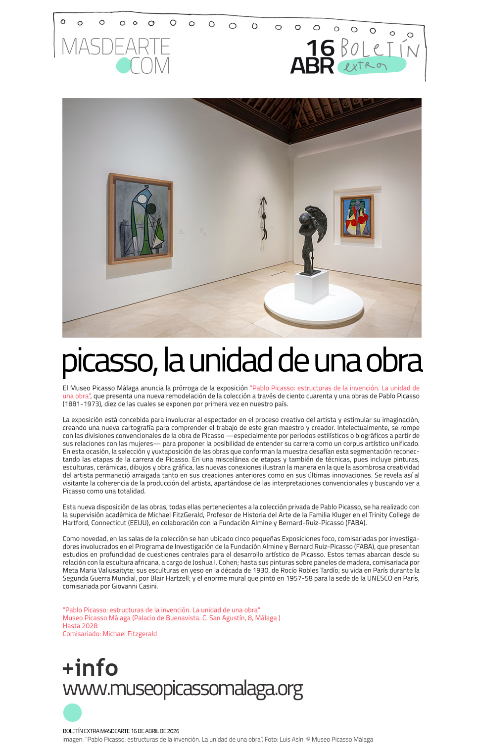 Extra masdearte: Pablo Picasso: estructuras
 de la invención, en el Museo Picasso Málaga. 