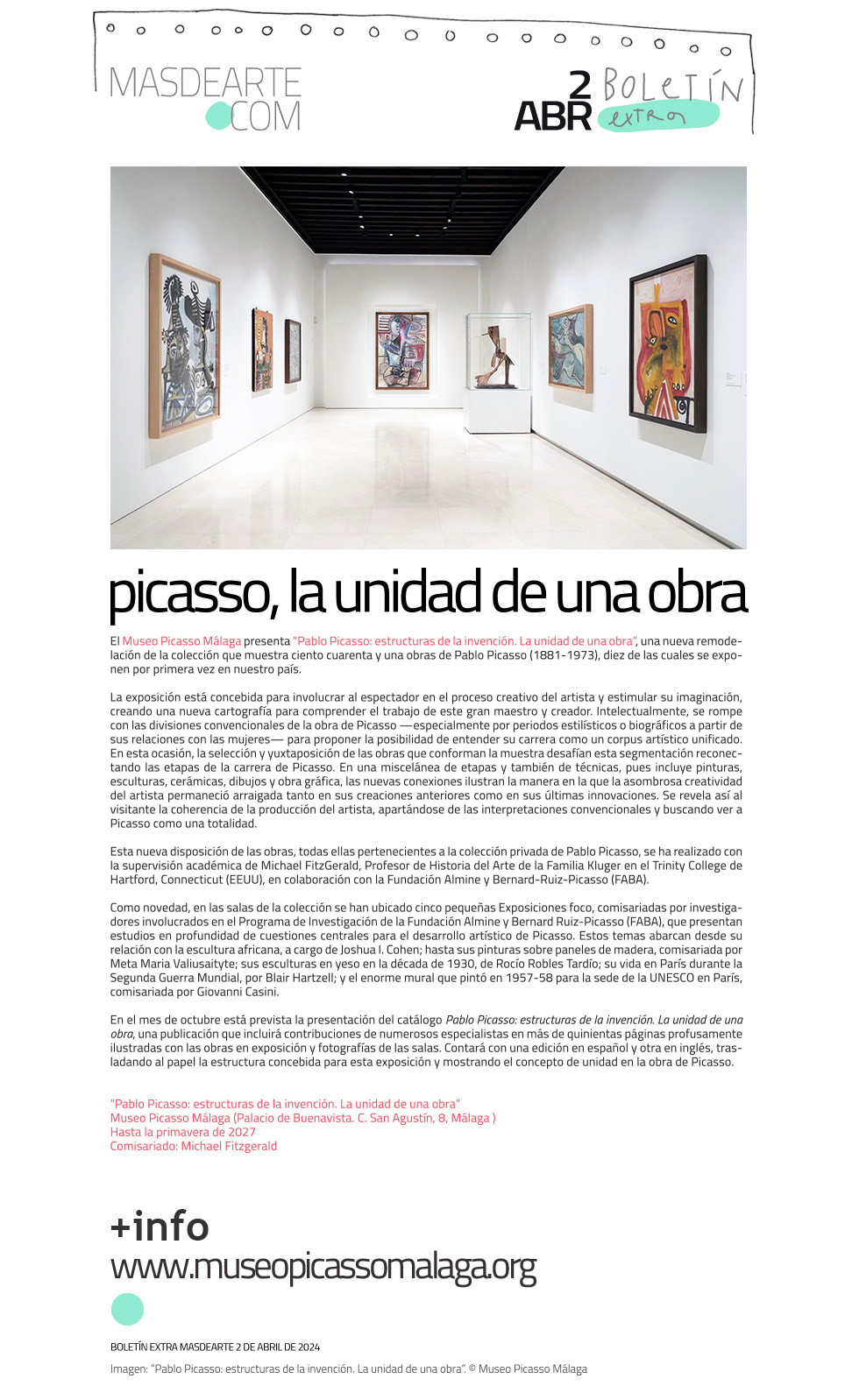 Extra masdearte: Pablo Picasso: estructuras
 de la invención. La unidad de una obra. Nueva presentación de la colección en el Museo Picasso Málaga