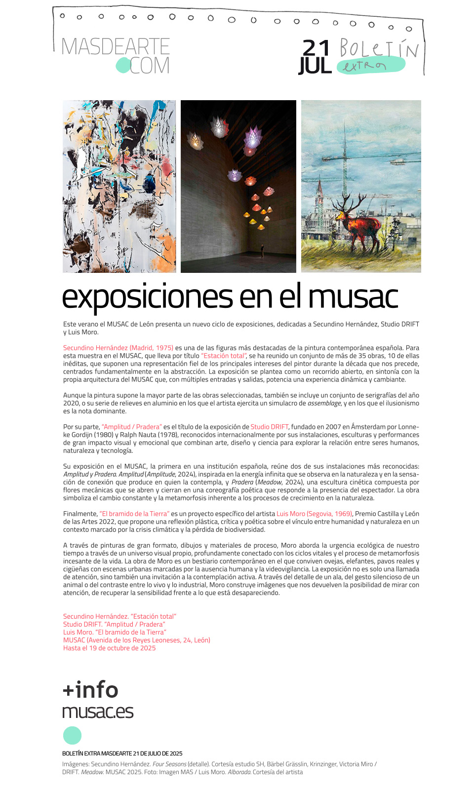 Nuevo ciclo de exposiciones en el MUSAC de León: Secundino Hernández, Studio DRIFT y Luis Moro