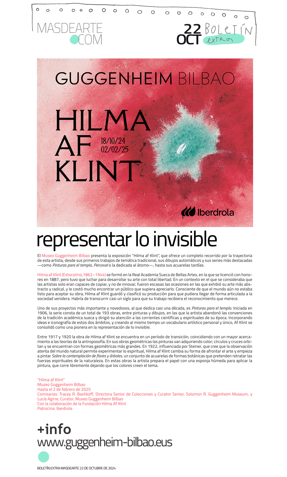 Extra masdearte: el Museo Guggenheim Bilbao
 presenta una gran exposición de Hilma af Klint 